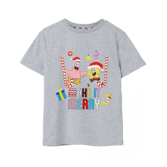 SpongeBob SquarePants Unisex Kids Grey Short Sleeved T-Shirt