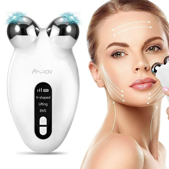 Prociv Microcurrent Facial Device, V-Face Sculpting Tool, Electric Face Massager for Anti Aging Wrinkle Reducer Rejuvenation Spa Instant Face Lift, Best Gift for Women White