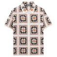 thumbnail image 4 of Ceisia Men's Summer Lightweight Granny Square Patchwork Open Knit Short Sleeve Button Down Cardigan for Casual and Vacation Wear Multicolor XXL Gifts, 4 of 9