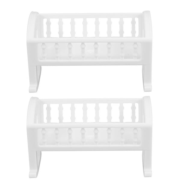 WORGEOUS 2 uds casa de muñecas cuna de plástico miniatura cuna de bebé juguete muñeca cuna cama muñeca cuna modelo para casa de muñecas muebles de dormitorio Accesorios