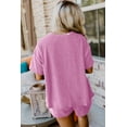 thumbnail image 3 of Women's Phalaenopsis Ribbed Textured Knit Loose Fit Tee and Shorts Set, 3 of 11