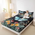 thumbnail image 4 of Feelyou Dreamy Blue Butterfly Twin Sheet Sets for Teens, Jungle Mushroom Flower Twin Fitted Sheet, Boho Animal Flat Sheet, Breathable Home Decor, 3 Pieces, 4 of 7