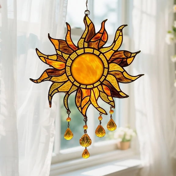 Hanging Sunflower Window Decoration Plastic Sun Catcher Indoor Wall Or Bathroom Accent