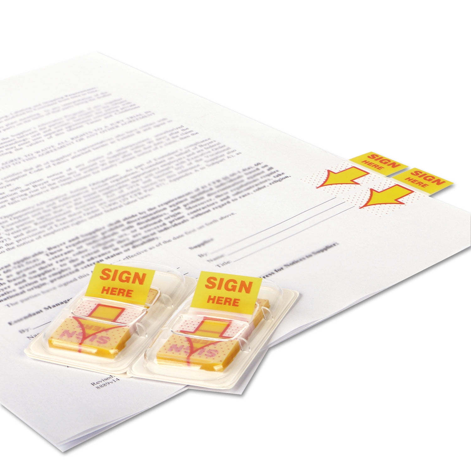 (2 pack) Universal Deluxe Message Arrow Flags, Sign Here, Yellow, 500/Pack