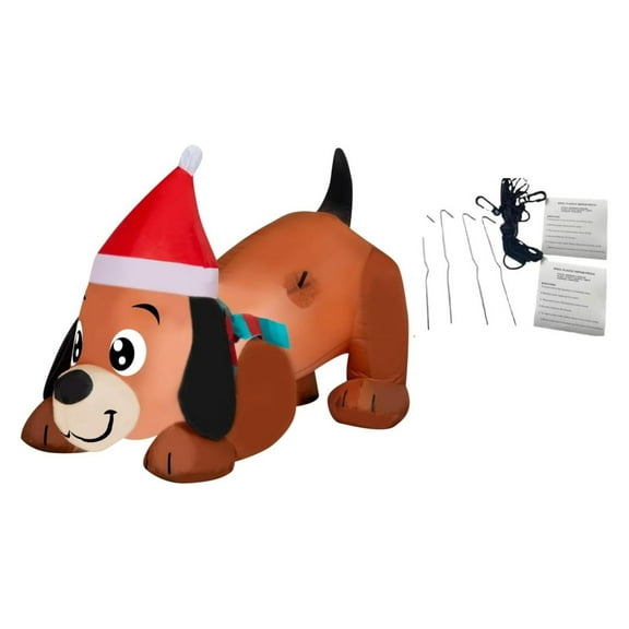 Christmas Inflatable Playful Puppy 3.5 Foot LED Lighted Holiday Outdoor Yard Blow-Up Air-Blown Decoration - Includes Repair Patch