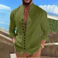 thumbnail image 2 of New Men's Retro Cotton Linen Casual Loose Fitting Long Sleeved Shirt M, 2 of 5