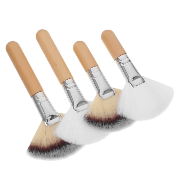 Mobestech 4Pcs Premium Nylon Hair Fan Face Brushes for Home Use Blending and Buffing