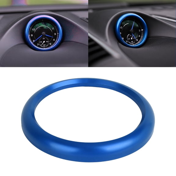 Xotic Tech Aluminum Interior Dashboard Center Clock Surrounding Decoration Ring Trim Cover Compatible with Porsche 911, Cayenne,Macan, Panamera Vehicles with Sport Chrono Package, Blue