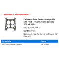 thumbnail image 2 of Carburetor Base Gasket - Compatible with 1962 - 1965 Chevy Corvette 5.3L V8 4BBL 1963 1964, 2 of 2
