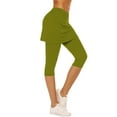 thumbnail image 2 of Horkkom Athletic Skirts Women Elastic Waist Capris Skirted Leggings Solid Color Stretch Yoga Pants Green XL, 2 of 6
