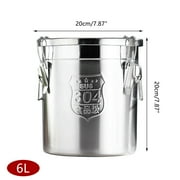6L Stainless Steel Cereal Container Kitchen Food Rice Storage Bucket Canister Airtight Canister Container Locking Clamp Flour Rice Storage Bucket Kitchen Food Cereal Container