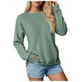 thumbnail image 1 of Splozh Chandails en Molleton Grande Taille pour Femmes Manches Longues Chemises pour Femmes Décontracté Grande Taille Col Rond Chandail en Molleton Chandail Automne Tendance Vêtements d'Hiver Vert,P, 1 of 6