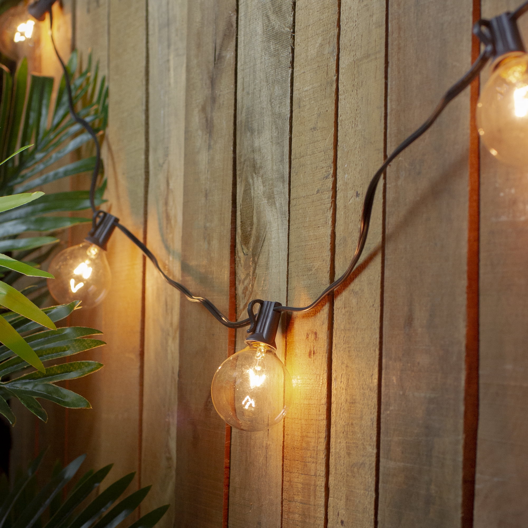 10-Count Clear G50 Globe Christmas Light Set, 9ft Black Wire