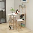 thumbnail image 2 of GVN 3 Pieces Bar Table Set with Storage Shelves and Wine Rack-Golden, 2 of 10