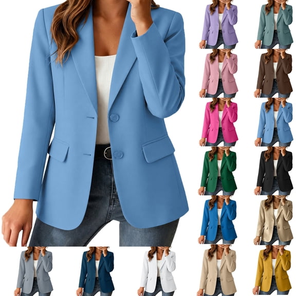 cocolona Blazers for Women Long Sleeve Lapel Button Open Front Suit Jacket Business Casual Work Blazer with Pockets