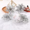 thumbnail image 2 of 12 piezas de flores navideñas brillantes, adornos para árbol de Navidad, flores artificiales para bodas, coronas navideñas, decoración del hogar (plata), 2 of 7