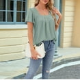 thumbnail image 6 of Women'S Tunic Tops Loose Fit Short Sleeve Shirts Crew Neck Summer Casual Tops Bean Green XL, 6 of 9