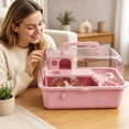 thumbnail image 5 of Mouse Cage with Water Bottle and Play Enclosure, Transparent Small Pet Hamster Cages for Mice Gerbil Hedgehog, Indoor Outdoor Travel Home with Running Wheel, 5 of 5