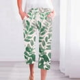 thumbnail image 2 of Pantalones Casuales de Mujer de Impresión Floral Cintura Elástica Suelta, Pantalones de Pierna Ancha Recta con Bolsillos, 2 of 6