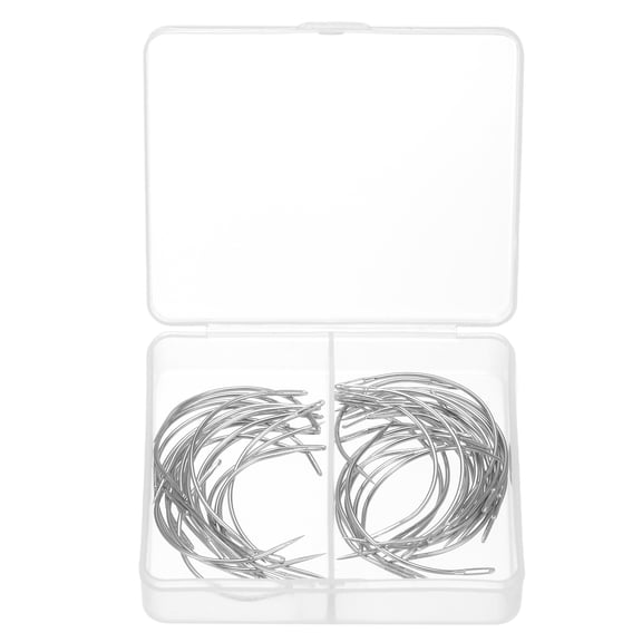 50Pcs Curved Needles 2", 2. 5" C Type Weaving Sewing Needles Wig Making Upholstery Big Eye for Carpet Leather Canvas