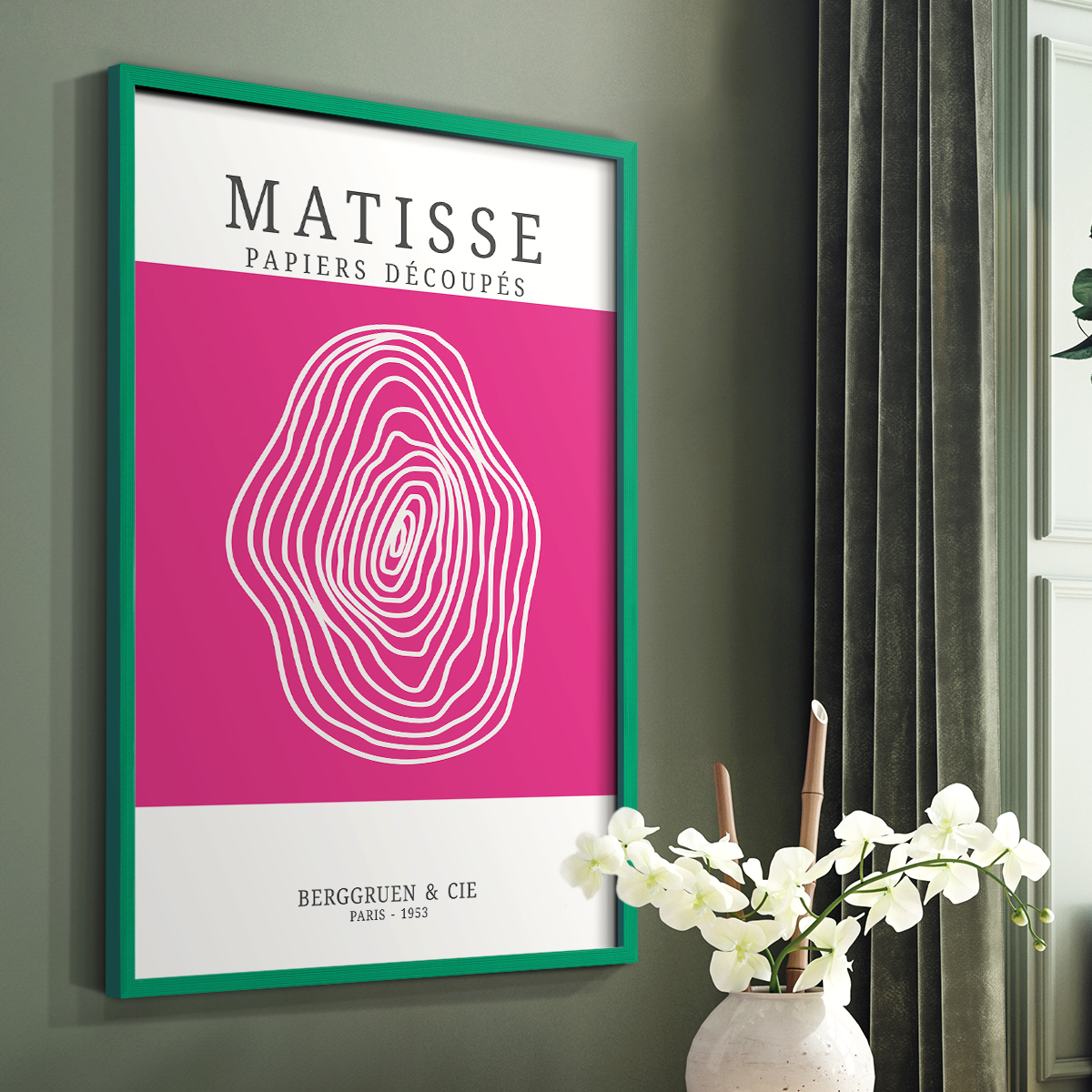 Matisse CDXXIII in Green Solid Wood Framed Print No Nail Hanging