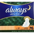 thumbnail image 3 of Always Ultra Thin Overnight Pads With Wings, Unscented, 76 Count, 3 of 5
