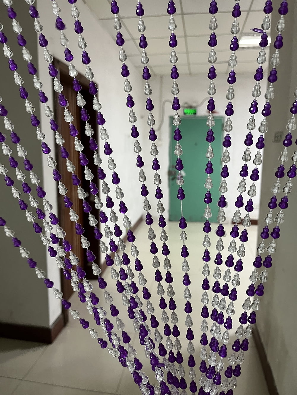 ZiDeTang 18 Rows Acrylic Calabash Door Beaded Curtain Home Décor String Doorway Room Divider Tassel Window Blind Screen Panel for Wedding café Office (39.3" x 76.7",Purple)