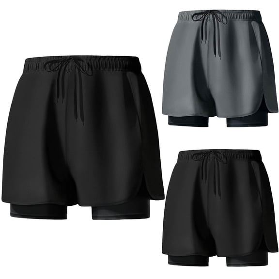 jobturf Mens Swim Trunks 2 in 1 Board Shorts Swimwear with Slim Fitted Liner Summer Beach Vacation Swimsuit Quick Dry Plus Size Bathing Suit