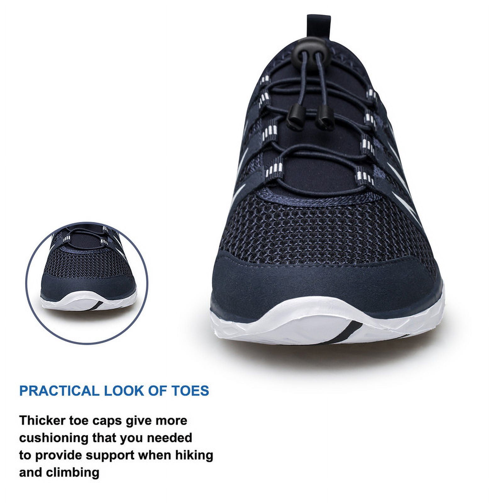 vibdiv Mens Womens Water Shoes Quick Dry Aqua Shoes Barefoot for Beach Surf Hiking Pool Water Sports Shoes Navy Blue