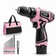 thumbnail image 1 of 12V Pink Cordless Drill Driver Set, Electric Drill, Various Speed, Li-Ion Battery Powered, 25+1 Torque Setting, 3/8 Keyless Chuck, Electric Drill For, 1 of 5