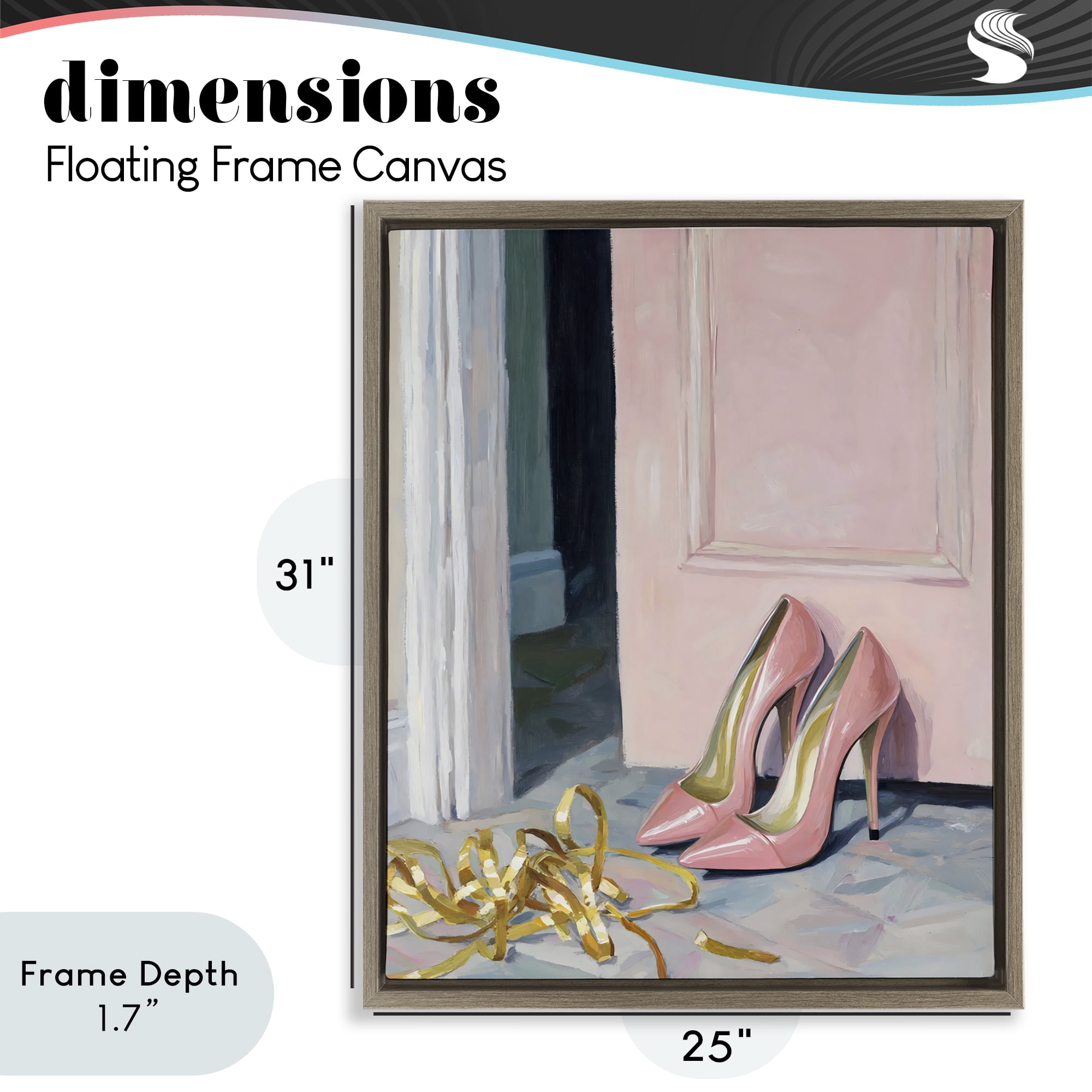 Stupell Industries Pink High Heels & Tinsel Brown Framed Floater Canvas Wall Art, design by The Prints Vibe