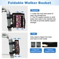 thumbnail image 6 of SupreGear Foldable Walker Basket Storage Bag with Large Pouch and Cup Holder, Floral Purple, 6 of 9