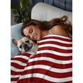 thumbnail image 3 of Red White King Size Flat Sheet, Wrinkleproof & Fadeproof Cooling Flat Bed Sheet Only, Modern Abstract Waves Water Ripple Striped Breathable Soft Bedding Top Sheets 105 x 98 Inches, 3 of 8