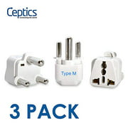 South Africa Botswana Travel Adapter by Ceptics Universal Socket Plug Accepts Plugs From any Country Perfect for Cell Phones Laptops Chargers and More - 3 Pack