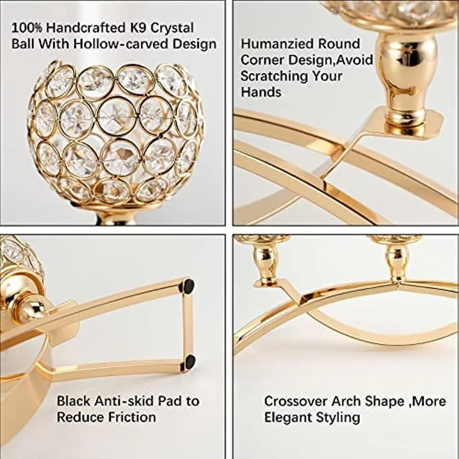 LOPNGLG Elegant Gold Candle Holders for Table Centerpieces - Tealight Candlestick  Candelabra Stand with 3 Arms  Perfect for Your Living Room or Wedding Decor