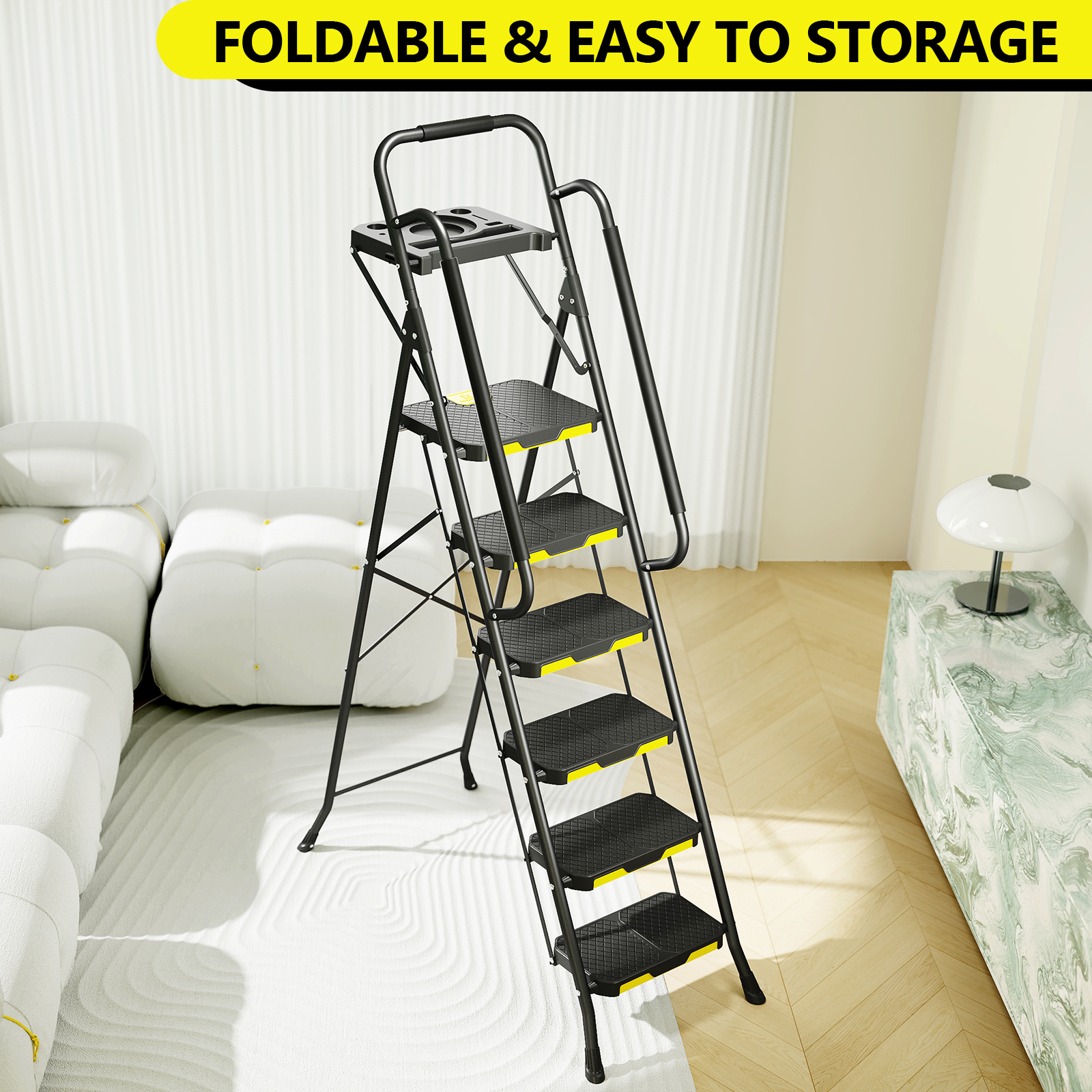 Kingrack 6-Step Metal Ladder with Tool Platform, 800 lb Capacity photo 7