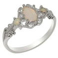 thumbnail image 1 of LBG British Made 9k White Gold Natural Opal Womens Trilogy Ring - 33 size options - Size 11.75, 1 of 1