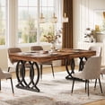 thumbnail image 5 of Finmind 63-inch Dining Table for 4-6, Industrial Kitchen Table with Spacious Tabletop and Geometric Legs, Rustic Brown and Black, 5 of 8