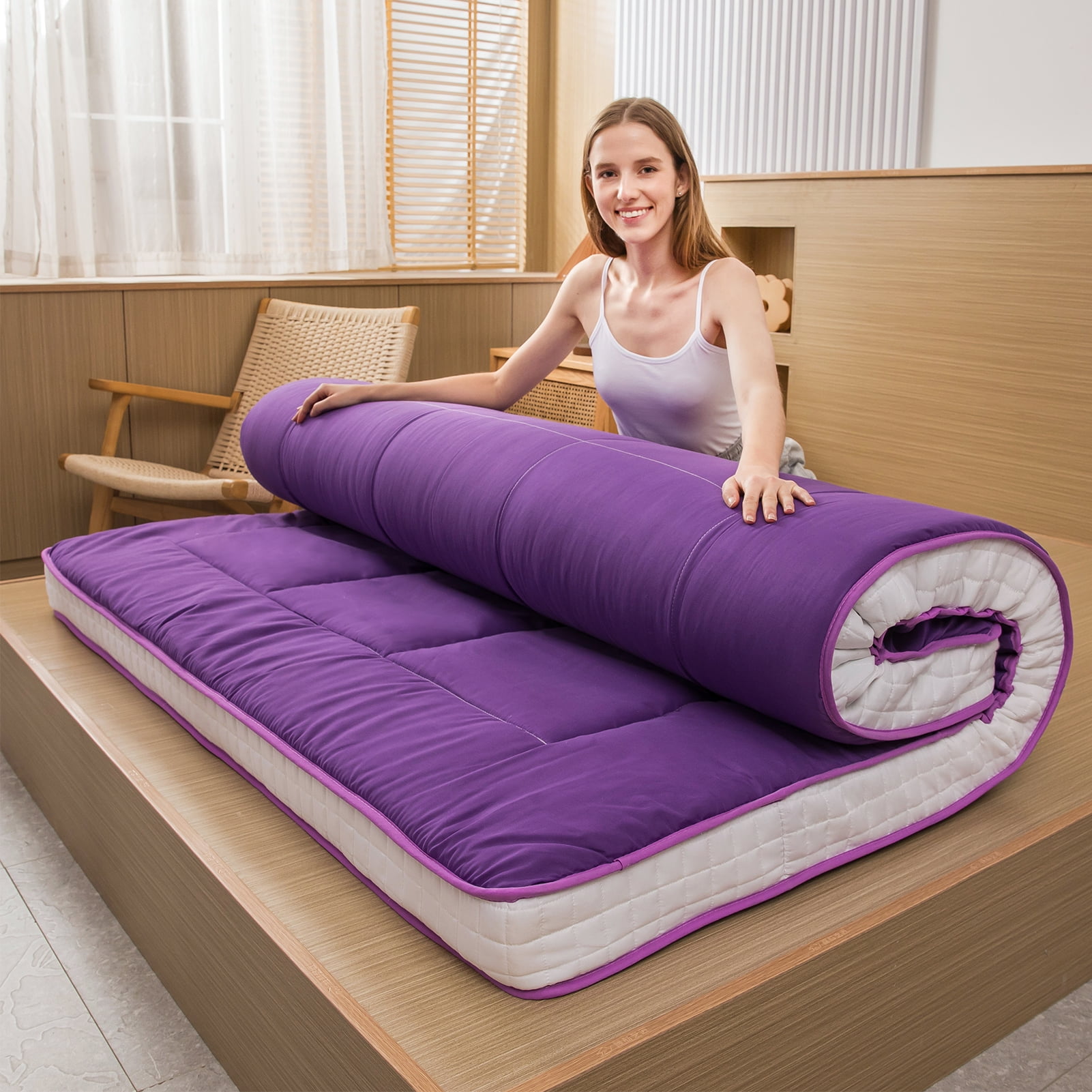 Futon Mattress, Padded Japanese Floor Mattress Quilted Bed Mattress