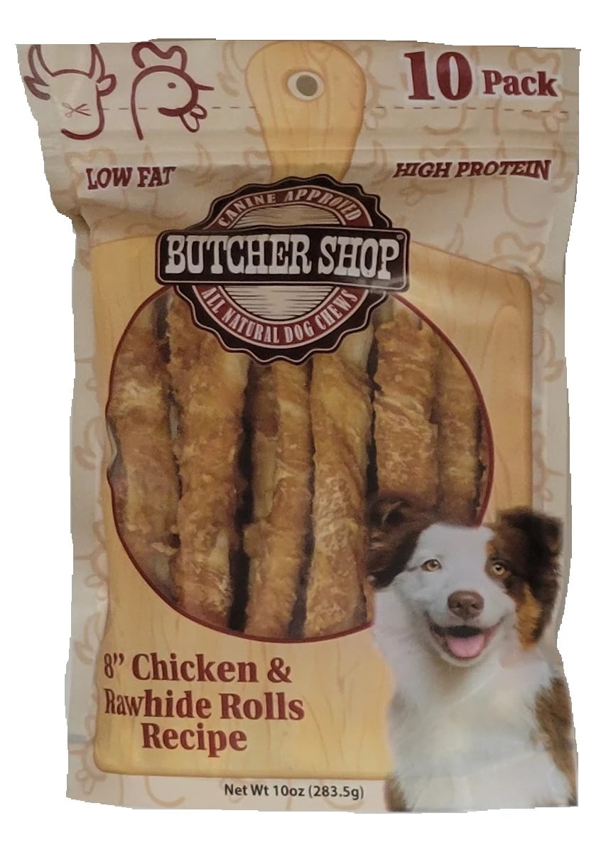 Butcher Shop 8 Chicken and Rawhide Rolls Dog Treats (2 Pack - 20 Rolls)
