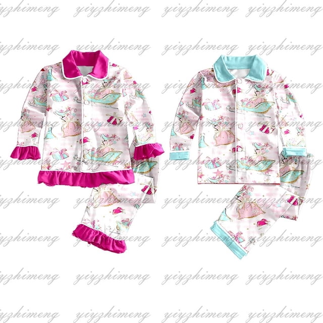 Conjunto de pijama navideño para niños y niñas, regalo de Navidad, pantalones de manga larga estampados, conjunto de pijama de 2 piezas para hermanos