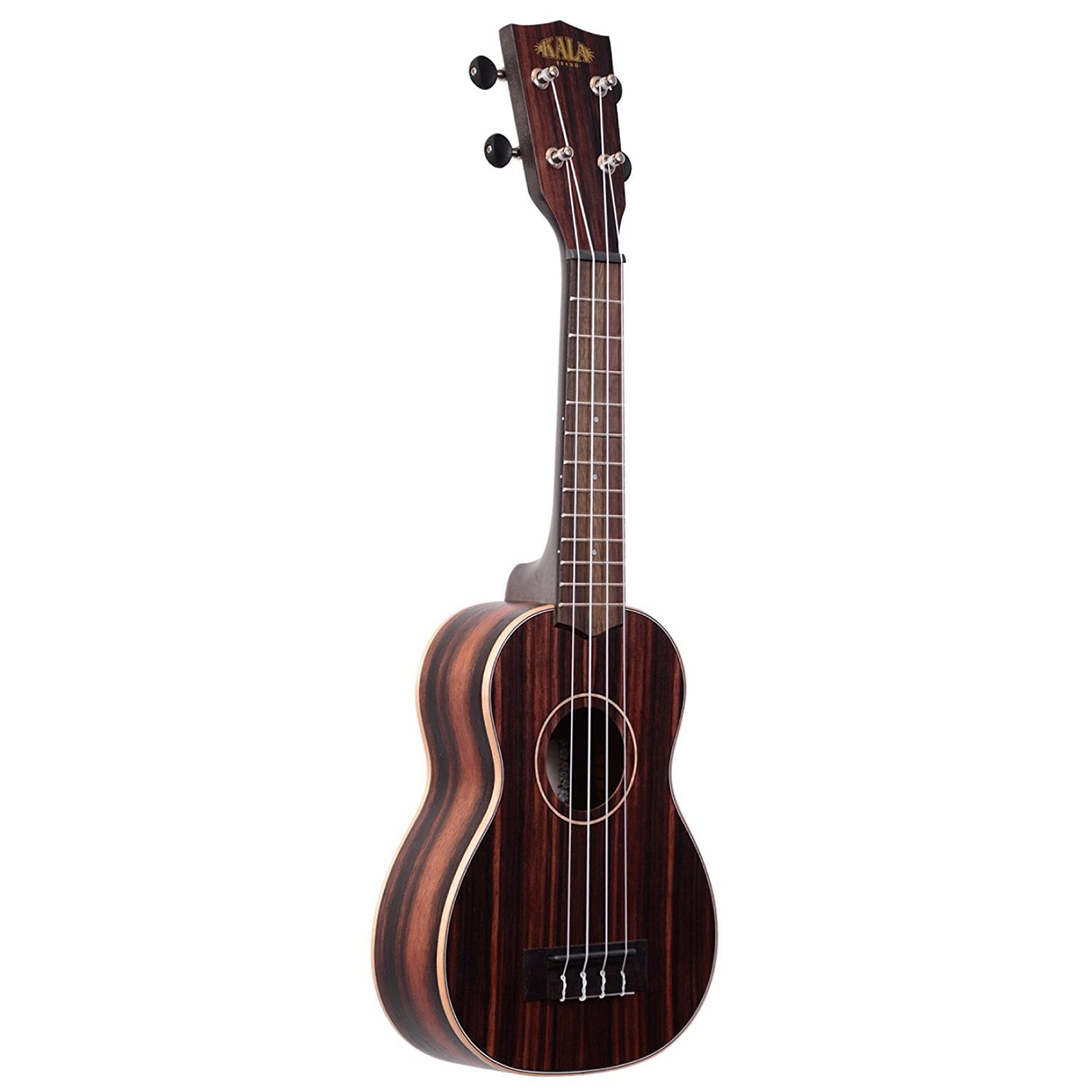 Kala KA-EBY-S Striped Ebony Soprano Ukulele Bundle with Hard Case, Tuner, Austin Bazaar Instructional DVD, and Polishing Cloth