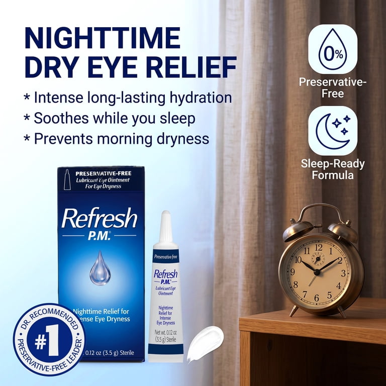 Refresh PM Lubricant Eye Ointment 3.5g, Nighttime Relief for Dry