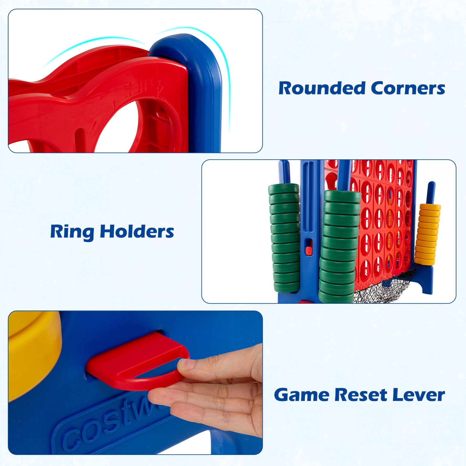 Costway 4-to-Score Giant Game Set 4-in-a-Row Connect Game with Storage Net for Kids & Adult