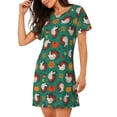thumbnail image 2 of Naloa Cartoon Turkey Print Women Nightgowns,Womens Loungewear,Short Sleeve Sleepwear,Comfy Ladies Nightdress, 2 of 6