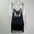 thumbnail image 3 of Vestido Mini vestido ajustado para mujer Vestido sin espalda con lentejuelas y borlas brillantes (Negro S) Cgtredaw Negro T S para Mujer, 3 of 8