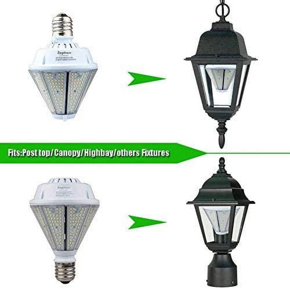 dephen 80W LED Corn Light Bulb with Removable E39 & E26 Base, Output 5000K 10400Lm, Cone Led Down Light Replacement for 250W High Bay Post Top Warehouse Garage Canopy Porch Wall Light (UL-Listed)