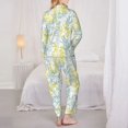 thumbnail image 3 of Pajama Sets for Women 2 Pcs, leaves yellow Button Down Long Sleeve Sleepwear Lounge PJ Sets, 3 of 6