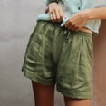 thumbnail image 3 of IROINNID Women's Elastic Waist Tie Cotton And Linen Casual Shorts With Pocket, 3 of 5