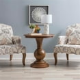 thumbnail image 2 of Linon Aspen Round Accent Table Pedestal Base 26.5" High in Natural Stained Wood, 2 of 9
